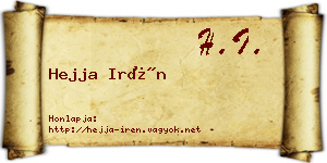 Hejja Irén névjegykártya